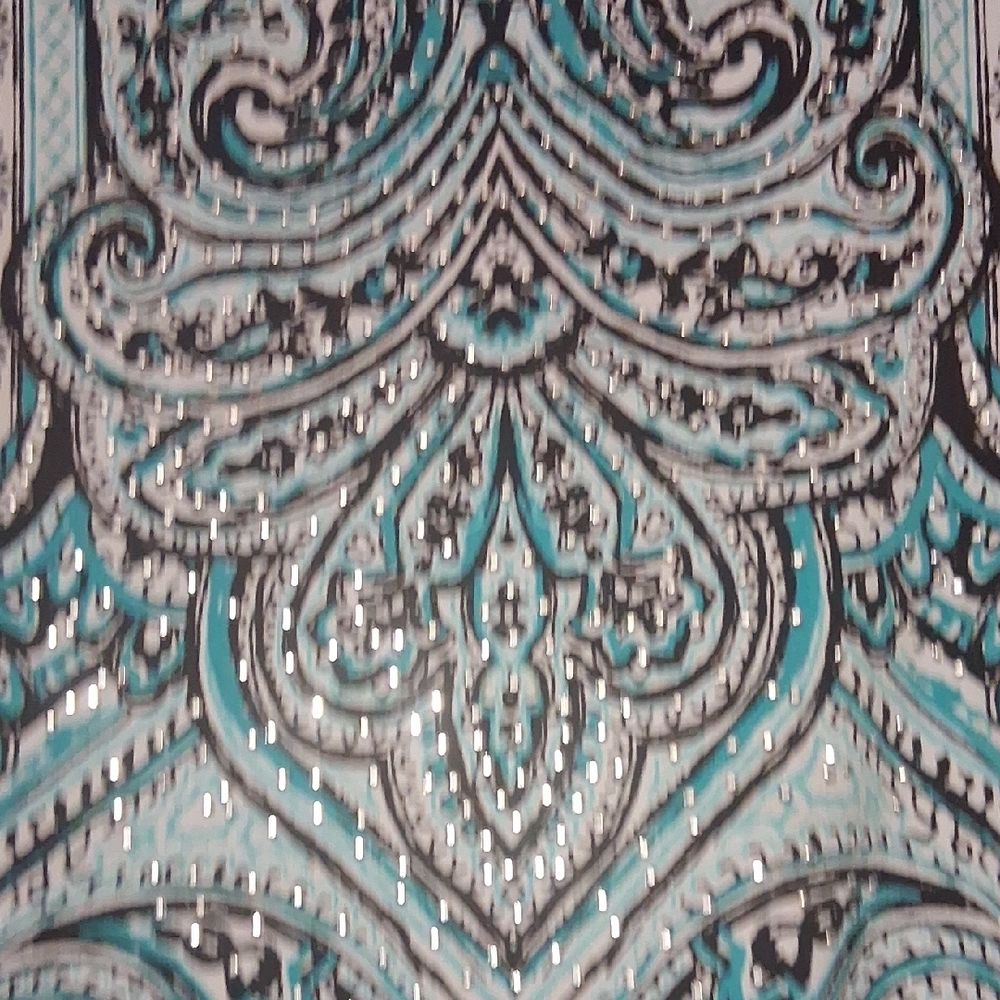2 Tops JM Collection Turquoise& Black Printed Tunic.Crown&ivy Pink w/ GreenLace - Picture 4 of 12